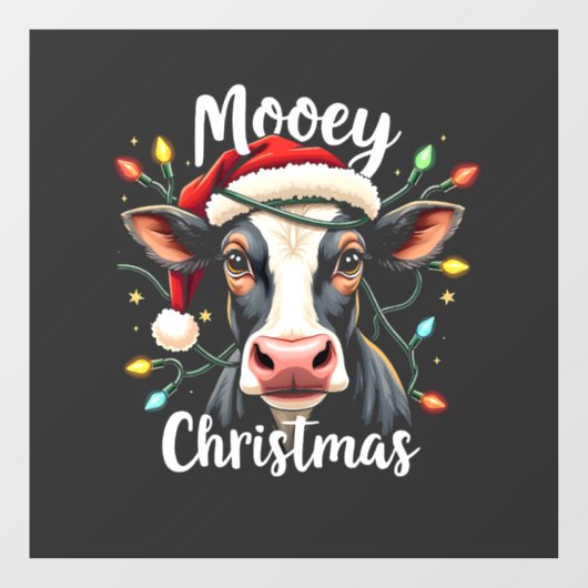 Mooey Christmas Funny Xmas Koe Cattle Lovers Raamsticker (Vel)