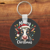 Mooey Christmas Funny Xmas Koe Cattle Lovers Sleutelhanger (Voorkant)