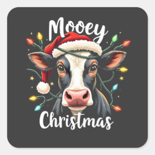 Mooey Christmas Funny Xmas Koe Cattle Lovers Vierkante Sticker