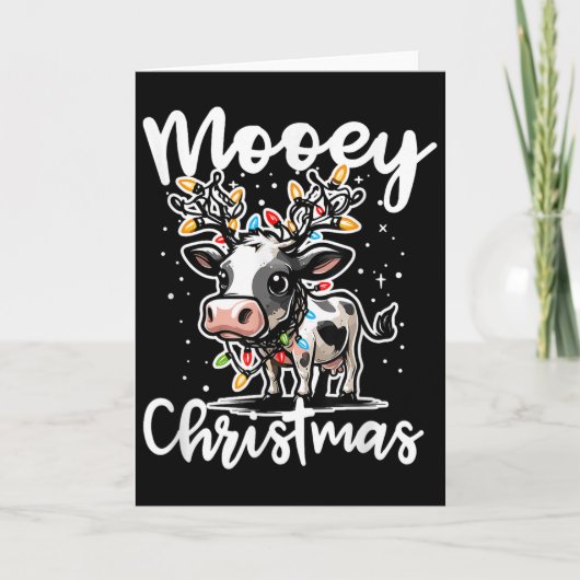 Mooey Christmas Heifer Cow Reindeer Christmas Ligh Kaart (Voorkant)