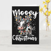 Mooey Christmas Heifer Cow Reindeer Christmas Ligh Kaart (Gele Bloem)