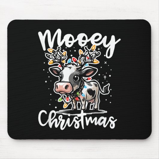 Mooey Christmas Heifer Cow Reindeer Christmas Ligh Muismat (Voorkant)