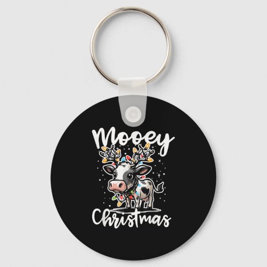 Mooey Christmas Heifer Cow Reindeer Christmas Ligh Sleutelhanger (Voorkant)