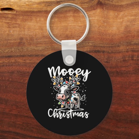 Mooey Christmas Heifer Cow Reindeer Christmas Ligh Sleutelhanger (Voorkant)