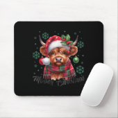 Mooey Christmas Highland Cow Christmas Lights Cow  Muismat (Met muis)