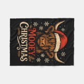 Mooey Christmas Highland Cow Funny Santa Hat Desig Fleece Deken (Voorkant (Horizontaal))