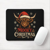 Mooey Christmas Highland Cow Funny Santa Hat Desig Muismat (Met muis)