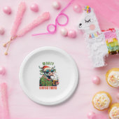 Mooey Christmas Highland Koe Light Santa Hat T-Shi Papieren Bordje (Feest)