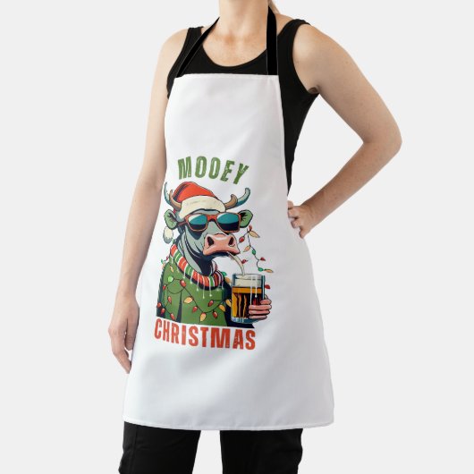 Mooey Christmas Highland Koe Light Santa Hat T-Shi Schort (Insitu)