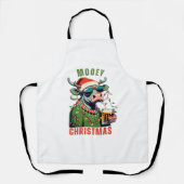 Mooey Christmas Highland Koe Light Santa Hat T-Shi Schort (Voorkant)