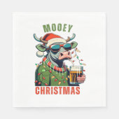 Mooey Christmas Highland Koe Light Santa Hat T-Shi Servet (Voorkant)
