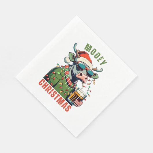 Mooey Christmas Highland Koe Light Santa Hat T-Shi Servet (Hoek)