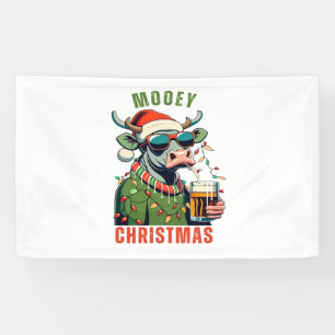 Mooey Christmas Highland Koe Light Santa Hat T-Shi Spandoek