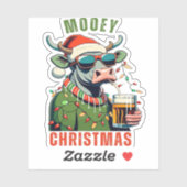 Mooey Christmas Highland Koe Light Santa Hat T-Shi Sticker (Vel)