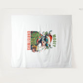 Mooey Christmas Highland Koe Light Santa Hat T-Shi Wandkleed (Voorkant (horizontaal))