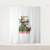 Mooey Christmas Highland Koe Light Santa Hat T-Shi Wandkleed (Voorkant)