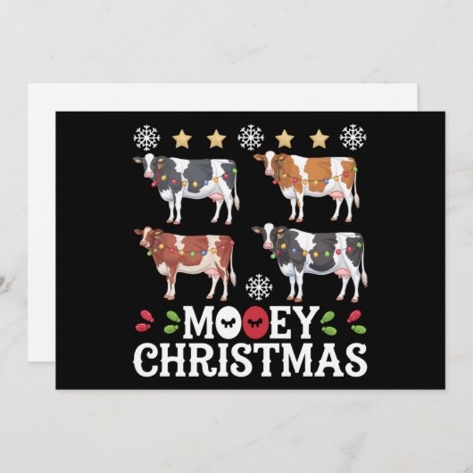Mooey Christmas Koe Lover Holiday Boerderij Farmer Feestdagenkaart (Voorkant / Achterkant)