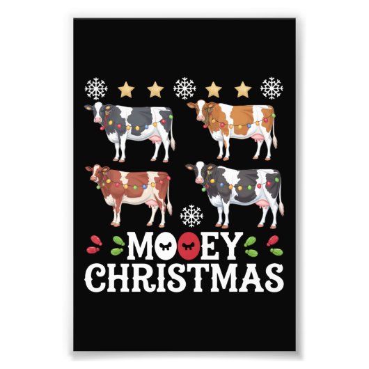 Mooey Christmas Koe Lover Holiday Boerderij Farmer Foto Afdruk (Voorkant)
