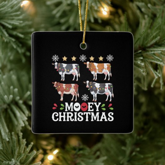 Mooey Christmas Koe Lover Holiday Boerderij Farmer Keramisch Ornament (Boom)