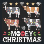 Mooey Christmas Koe Lover Holiday Boerderij Farmer Vierkante Sticker<br><div class="desc">Kerst Koe Lover Gift Funny Vakantie Boerderij Boer</div>