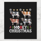 Mooey Christmas Koe Lover Holiday Boerderij Farmer Wijn Etiket (Enkel label)
