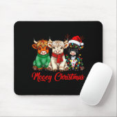 Mooey Christmas Lights Santa Hat Xmas Highland Cow Muismat (Met muis)