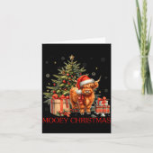 Mooey Christmas Santa Highland Cow Santa Xmas Tree Kaart (Voorkant)
