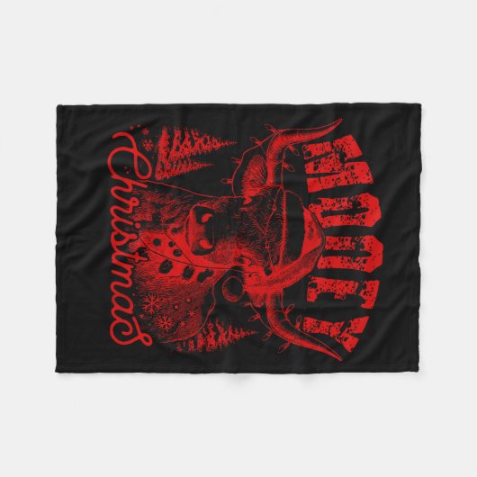 Mooey Christmas Western Heifer Highland Cow Santa  Fleece Deken (Voorkant (Horizontaal))