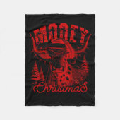 Mooey Christmas Western Heifer Highland Cow Santa  Fleece Deken (Voorkant)