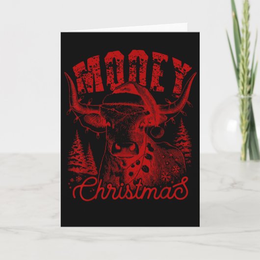 Mooey Christmas Western Heifer Highland Cow Santa  Kaart (Voorkant)
