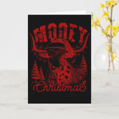 Mooey Christmas Western Heifer Highland Cow Santa  Kaart (Gele Bloem)