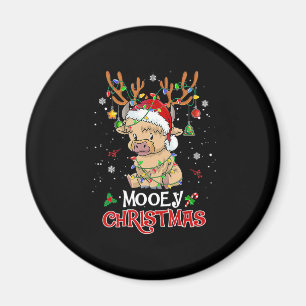 Mooey Highland Cow Kerstmis Magneet