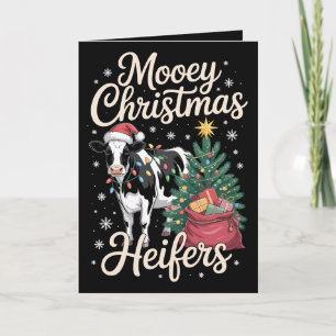 Mooey Kerst Kalf Koe Santa Hoed Xmas Boom Kaart