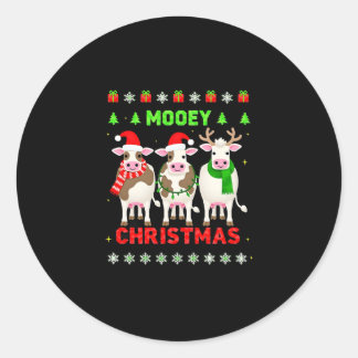 Mooey Kerst Koe Kerstmis Verschrikkelijke Trui Pyj Ronde Sticker