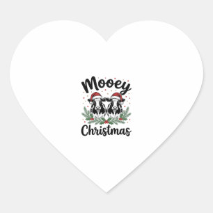 Mooey Kerst Koe Oude Gravure Shirt Ontwerp Hart Sticker