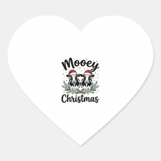 Mooey Kerst Koe Oude Gravure Shirt Ontwerp Hart Sticker (Voorkant)