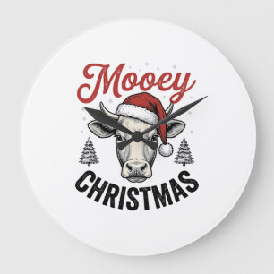 Mooey Kerst Koe Santa Hoed Vintage Gravure De Grote Klok