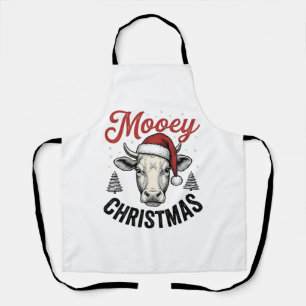 Mooey Kerst Koe Santa Hoed Vintage Gravure De Schort
