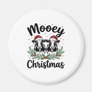 Mooey Kerst Koe Vintage Gravure Shirt Ontwerp Magneet
