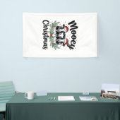 Mooey Kerst Koe Vintage Gravure Shirt Ontwerp Spandoek (Beurs)