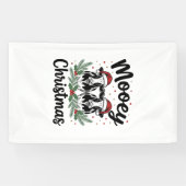 Mooey Kerst Koe Vintage Gravure Shirt Ontwerp Spandoek (Horizontaal)