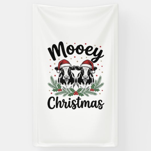 Mooey Kerst Koe Vintage Gravure Shirt Ontwerp Spandoek (Verticaal)