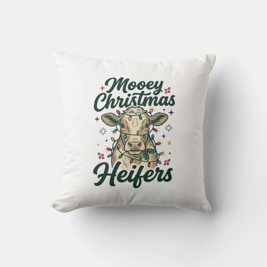 Mooey Kerst Koeien Grappig Koe Kerst Ontwerp Kussen (Voorkant)