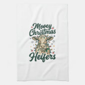 Mooey Kerst Koeien Grappig Koe Kerst Ontwerp Theedoek (Verticaal)