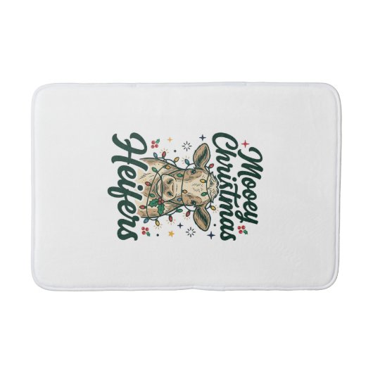 Mooey Kerst Vaarzen Funny Koe Kerst Ontwerp Badmat (Voorkant)