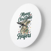 Mooey Kerst Vaarzen Funny Koe Kerst Ontwerp Grote Klok (Hoek)