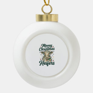 Mooey Kerst Vaarzen Funny Koe Kerst Ontwerp Keramische Bal Ornament