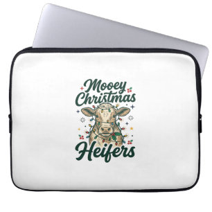 Mooey Kerst Vaarzen Funny Koe Kerst Ontwerp Laptop Sleeve