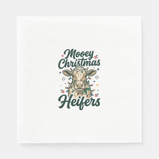 Mooey Kerst Vaarzen Funny Koe Kerst Ontwerp Servet (Voorkant)
