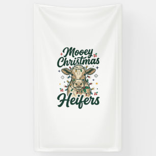 Mooey Kerst Vaarzen Funny Koe Kerst Ontwerp Spandoek